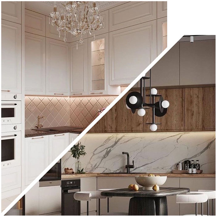 Современные и классические кухни.